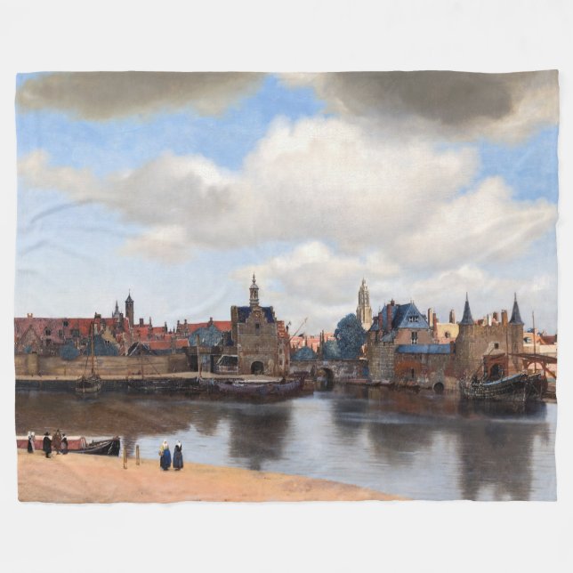 Johannes Vermeer - vy över Delft Fleecefilt (Framsidan (Horisontell))