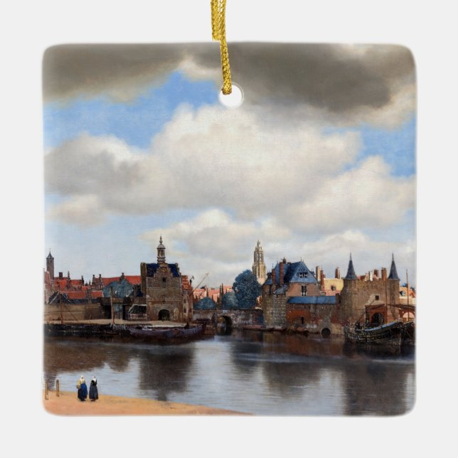 Johannes Vermeer - vy över Delft Julgransprydnad Keramik (Framsida)