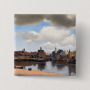Johannes Vermeer - vy över Delft Knapp