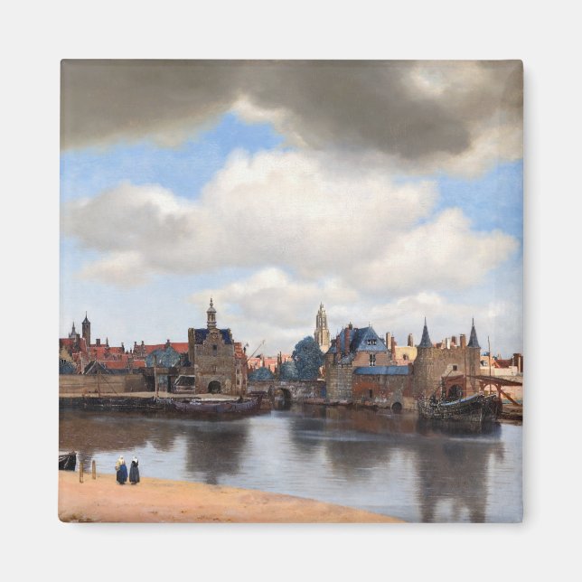 Johannes Vermeer - vy över Delft Magnet (Framsidan)
