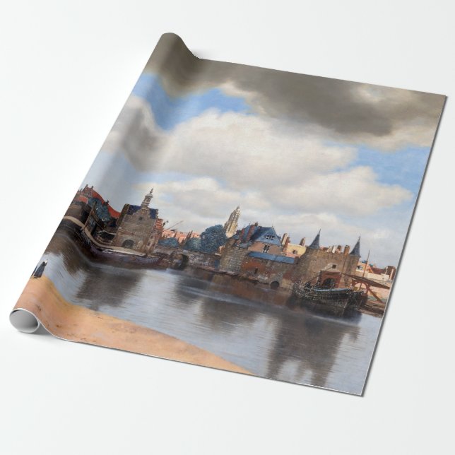 Johannes Vermeer - vy över Delft Presentpapper (Utrullad)