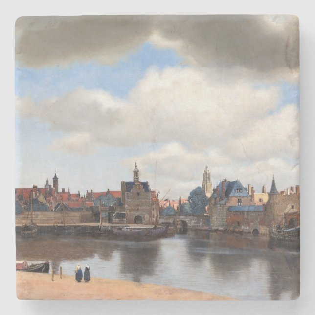 Johannes Vermeer - vy över Delft Stenunderlägg (Framsidan)