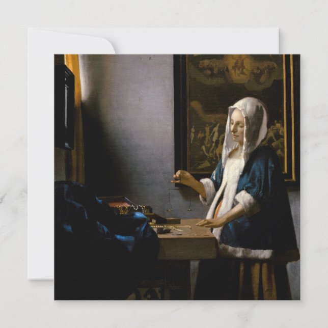 Johannes Vermeer - Woman Holding a Balance Inbjudningar (Framsida)