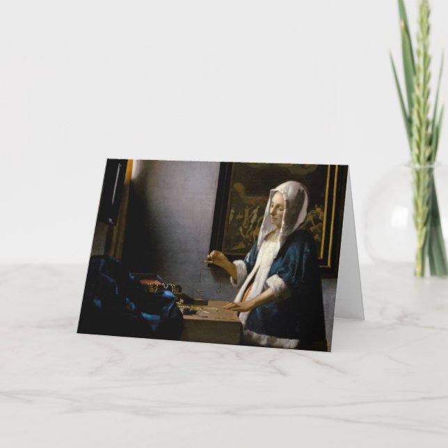 Johannes Vermeer - Woman Holding a Balance Kort (Framsida)