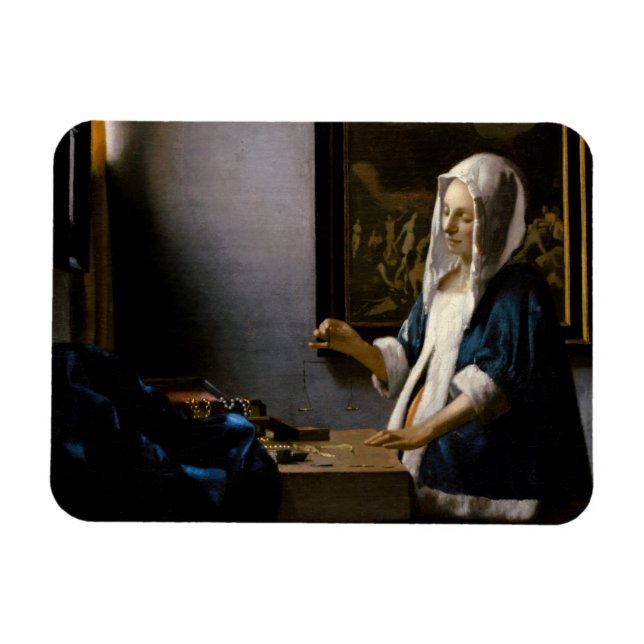 Johannes Vermeer - Woman Holding a Balance Magnet (Horisontell)
