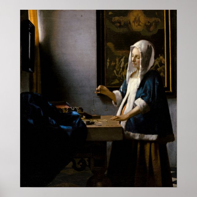 Johannes Vermeer - Woman Holding a Balance Poster (Framsidan)