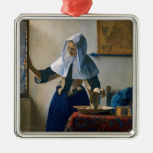 Johannes Vermeer - Woman med en Vatten Pitcher Julgransprydnad Metall