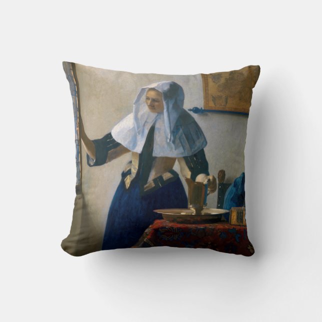 Johannes Vermeer - Woman med en Vatten Pitcher Kudde (Framsida)