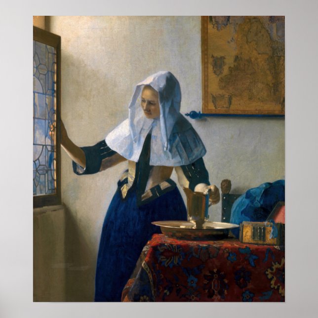 Johannes Vermeer - Woman med en Vatten Pitcher Poster (Framsidan)
