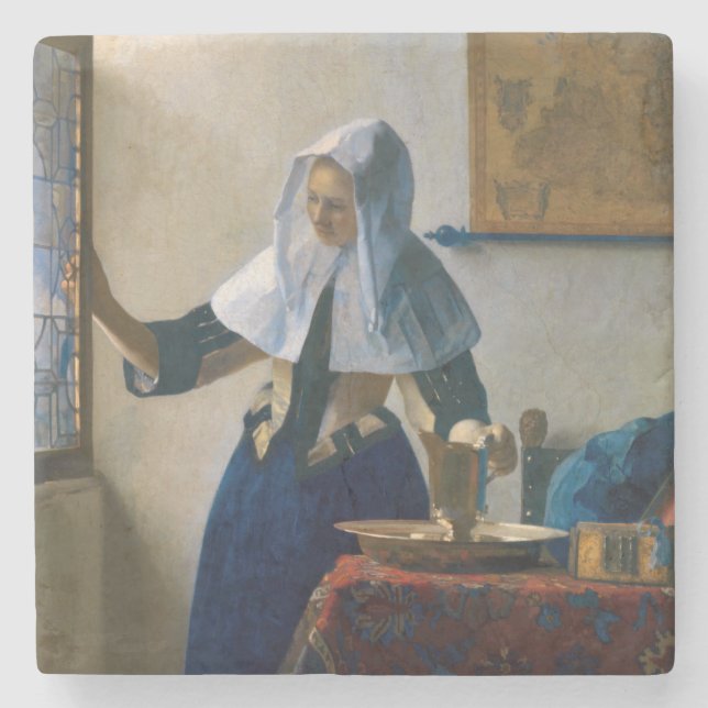 Johannes Vermeer - Woman med en Vatten Pitcher Stenunderlägg (Framsidan)