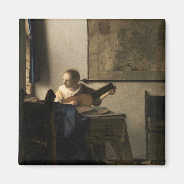 Johannes Vermeer - Young Woman med Lute Magnet (Framsidan)