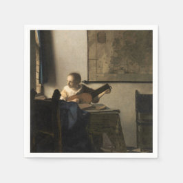 Johannes Vermeer - Young Woman med Lute Pappersservett