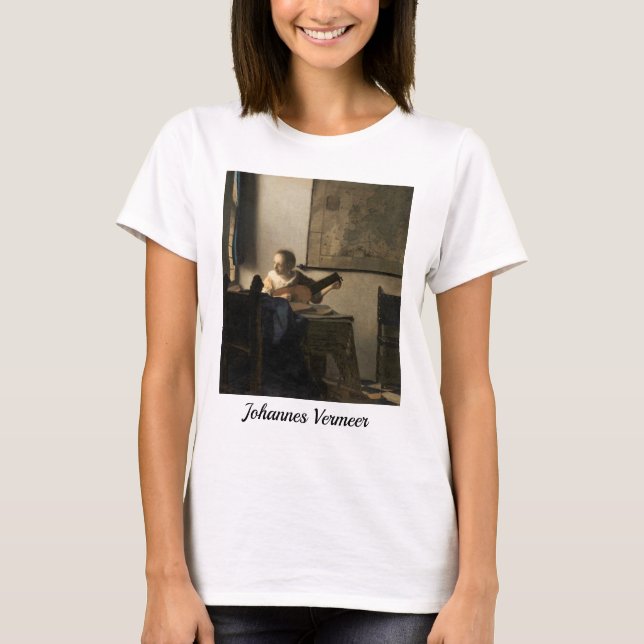 Johannes Vermeer - Young Woman med Lute T Shirt (Framsida)