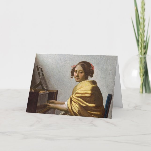 Johannes Vermeer - Young Woman Seated at Virginal Kort (Framsida)