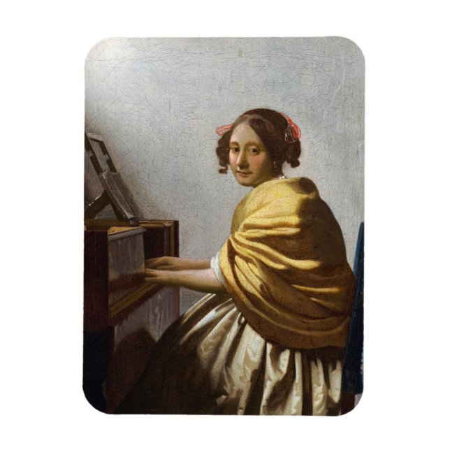 Johannes Vermeer - Young Woman Seated at Virginal Magnet (Vertikal)