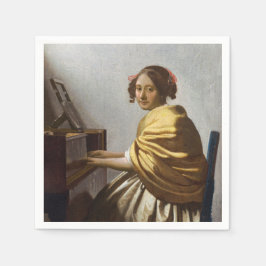 Johannes Vermeer - Young Woman Seated at Virginal Pappersservett