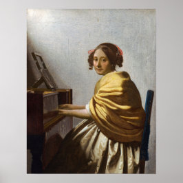 Johannes Vermeer - Young Woman Seated at Virginal Poster