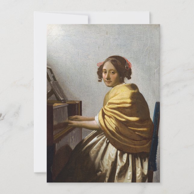 Johannes Vermeer - Young Woman Seated at Virginal Tack Kort (Framsida)