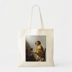 Johannes Vermeer - Young Woman Seated at Virginal Tygkasse