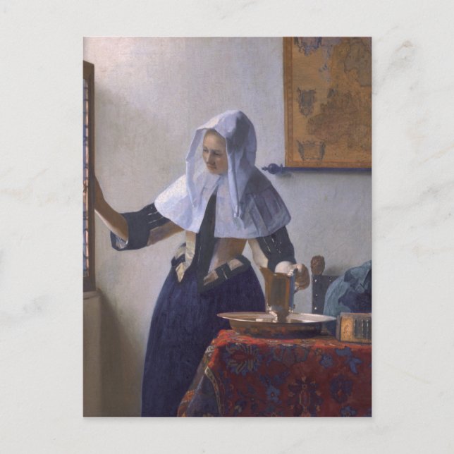 Johannes Vermeer, Young Woman with a Vatten Jug C Vykort (Framsida)