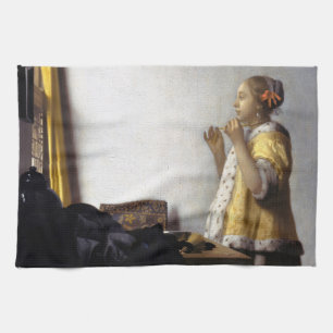 Johannes Vermeer - Young Woman with Pearl Necklace Kökshandduk