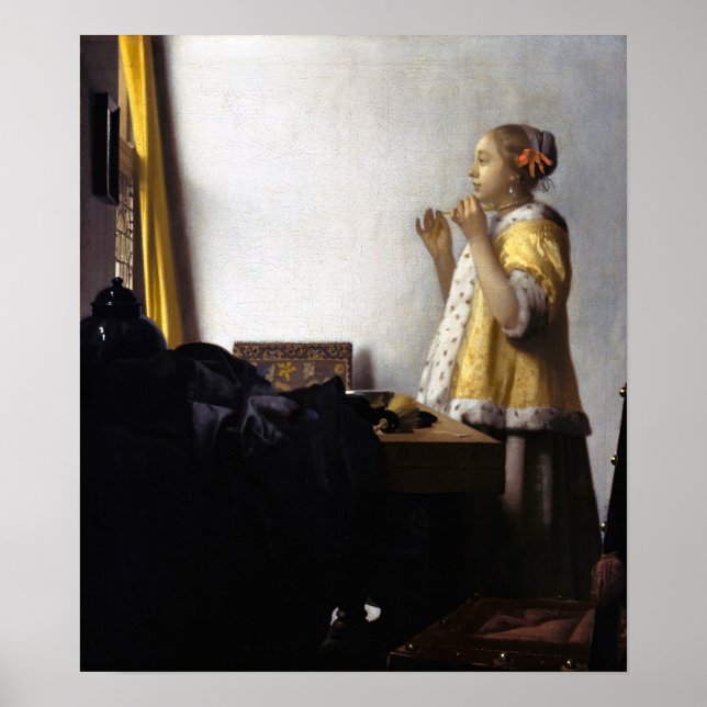 Johannes Vermeer - Young Woman with Pearl Necklace Poster (Framsidan)
