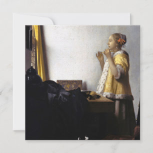 Johannes Vermeer - Young Woman with Pearl Necklace Tack Kort