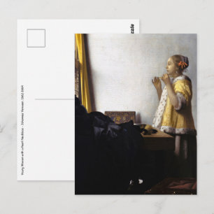 Johannes Vermeer - Young Woman with Pearl Necklace Vykort