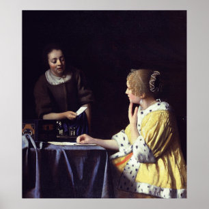 Johannes Vermeers Älskarinna och Maid (1666) Poster