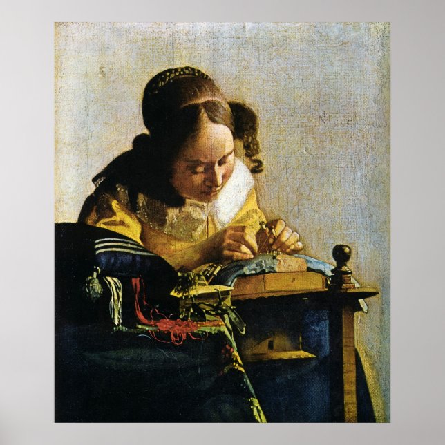 Johannes Vermeers The Lacemaker (ca 1670) Poster (Framsidan)