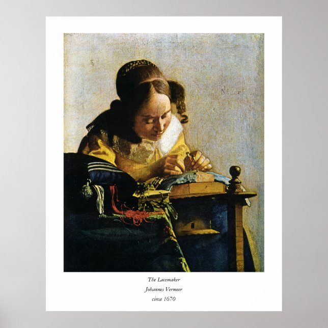 Johannes Vermeers The Lacemaker (ca 1670) Poster (Framsidan)