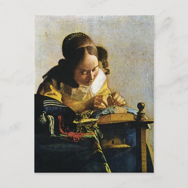 Johannes Vermeers The Lacemaker (ca 1670) Vykort (Framsida)