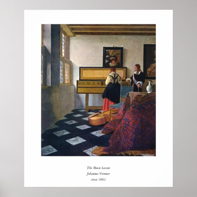 Johannes Vermeers The Music Lesson (circa1663) Poster (Framsidan)