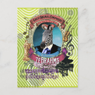 Johannes Zebrahms Zebra Animal Composer Brahms Vykort