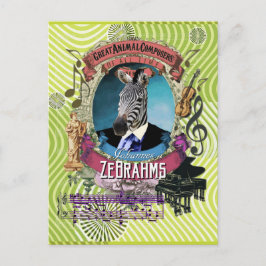 Johannes Zebrahms Zebra Animal Composer Brahms Vykort