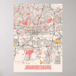 Johannesburg - Afrika Chalk City Karta Poster