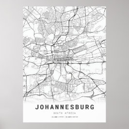 Johannesburg City Karta Poster