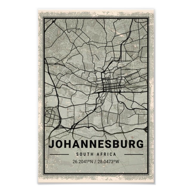 johannesburg south africa map print poster canvas (Framsidan)