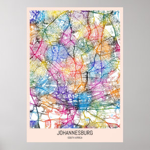 Johannesburg South Afrika City Karta Poster