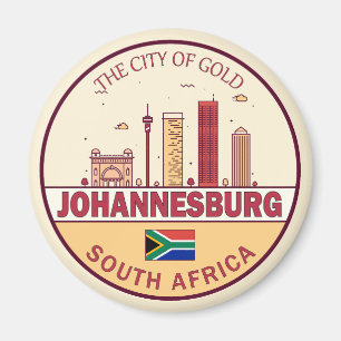 Johannesburg South Afrika City Skyline Emblem Magnet