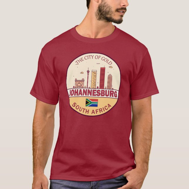 Johannesburg South Afrika City Skyline Emblem T Shirt (Framsida)