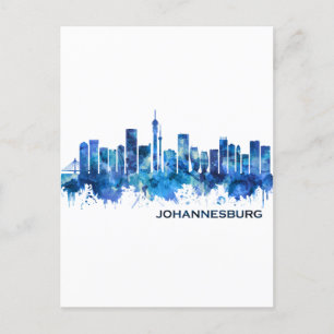 Johannesburg South Afrika Skyline Blue Inbjudan Vykort