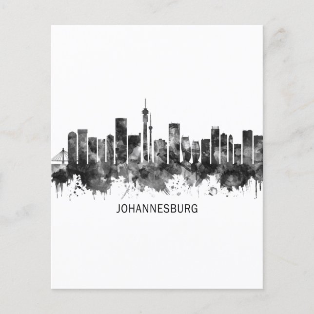 Johannesburg South Afrika Skyline BW Flygblad (Framsidan)