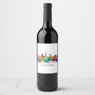 Johannesburg South Afrika Skyline Vinflaska Etikett