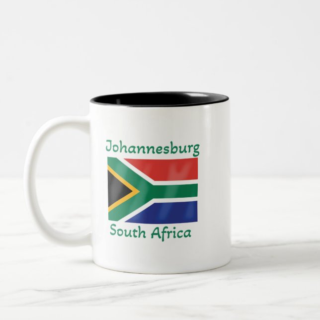 Johannesburg SydAfrika Flagga Kaffe Mugg (Vänster)