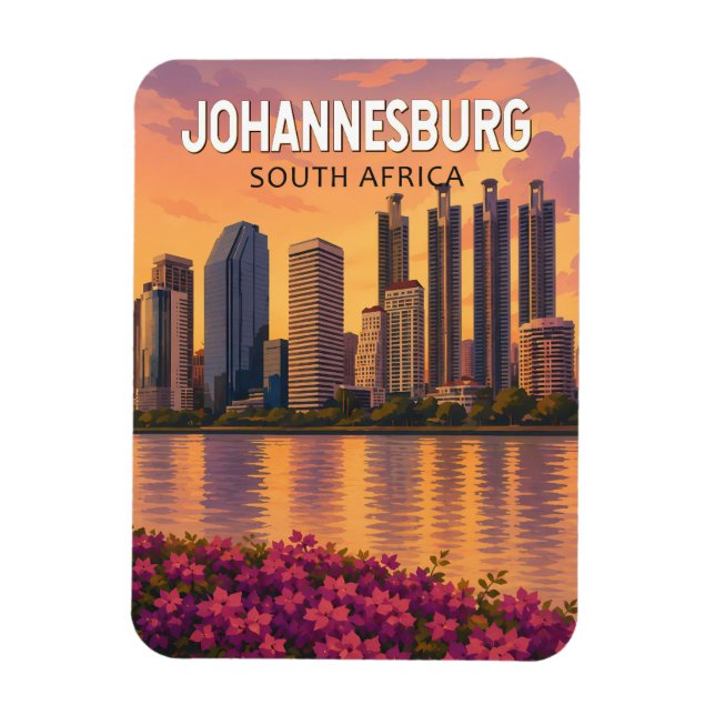 Johannesburg Sydafrika Illustration Resa Konst  Magnet (Vertikal)