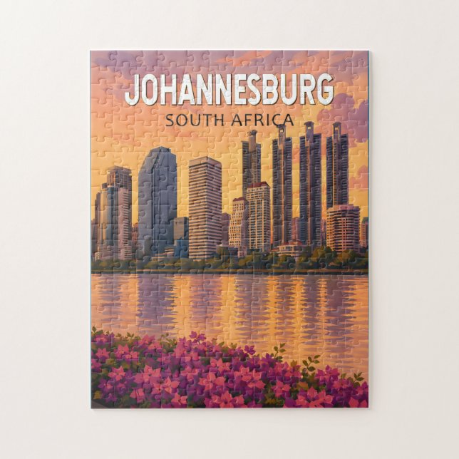 Johannesburg Sydafrika Illustration Resa Konst  Pussel (Vertikal)