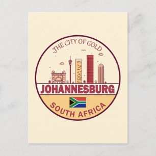 Johannesburg Sydafrika Stadssiluett Emblem Vykort