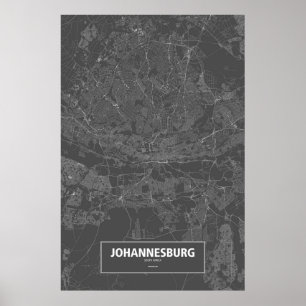 Johannesburg Sydafrika (vit på svart) Poster