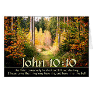 John 10 10 Bible Verse, Fall Forest Väg.Card Hälsningskort